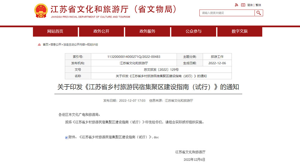 文旅：江蘇省發(fā)布鄉(xiāng)村旅游民宿集聚區(qū)建設(shè)指南，助力鄉(xiāng)村振興和美麗江蘇建設(shè)！